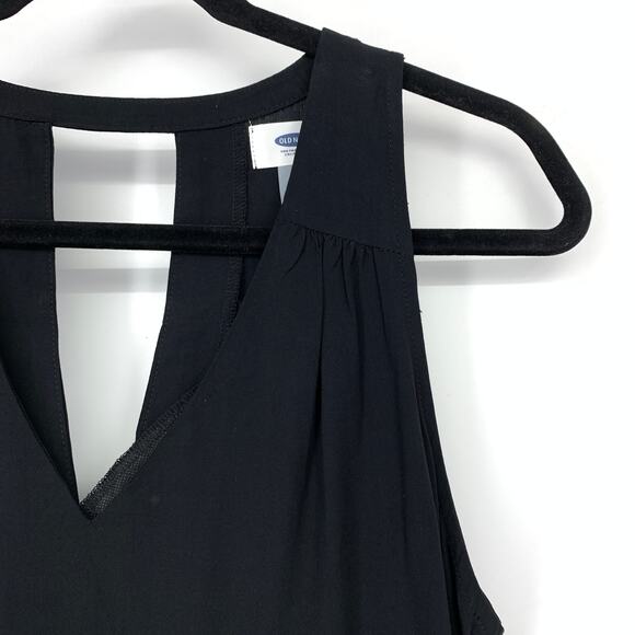 Old Navy A-Line Sleeveless Dress Womens Sz Medium Keyhole Back Black V-Neck - Picture 3 of 6